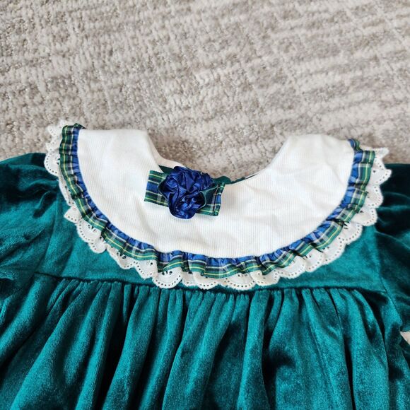 Good Lads vintage holiday special occasion velvet green dress size 18 months - Picture 7 of 12